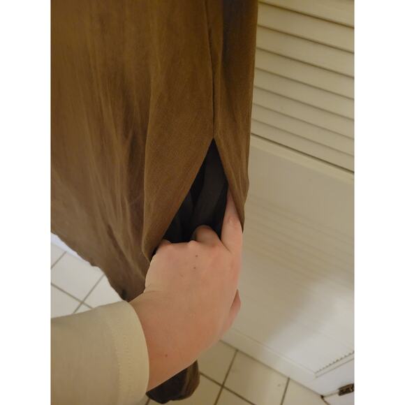 Anikka Becker Sleeveless Round Neck 100% Linen Swing Mini Dress Brown Womens 6 - Picture 7 of 11